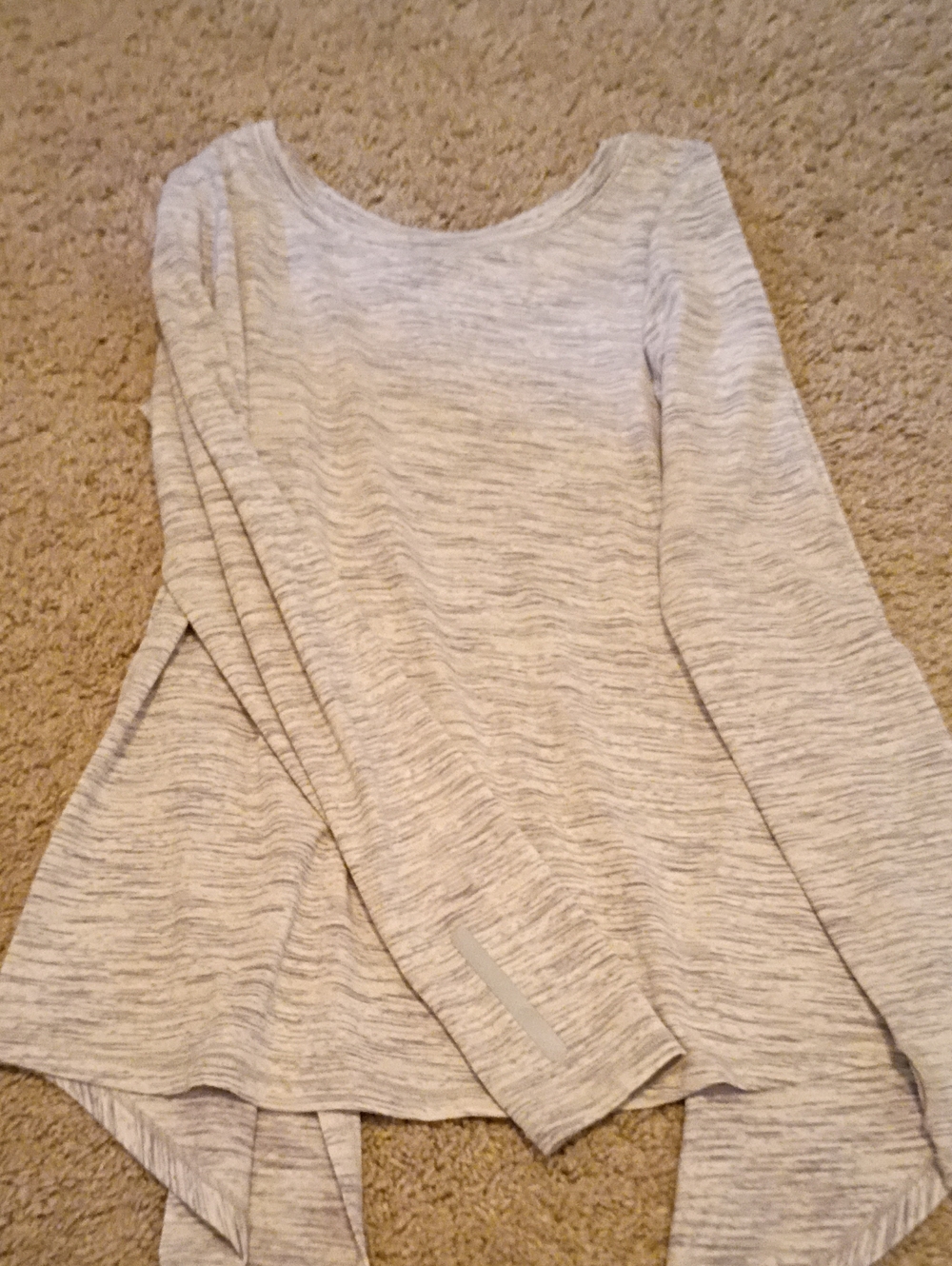 ZYIA Light Gray Heathered Long-Sleeve Top with Open-Back Slit